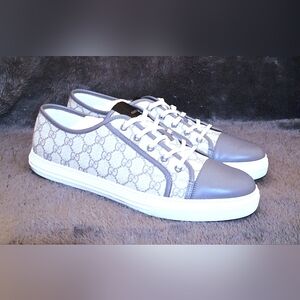 Authentic Gucci GG Canvas Low Top Grey Beige Sneakers Gucci Size 13.5